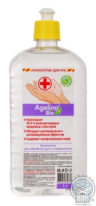 Лосьон АНТИСЕПТИК (дезинфицирующий д/рук и поверхностей) Agelina Bio 1л (спирт до 70% глицерин,ЧАС)